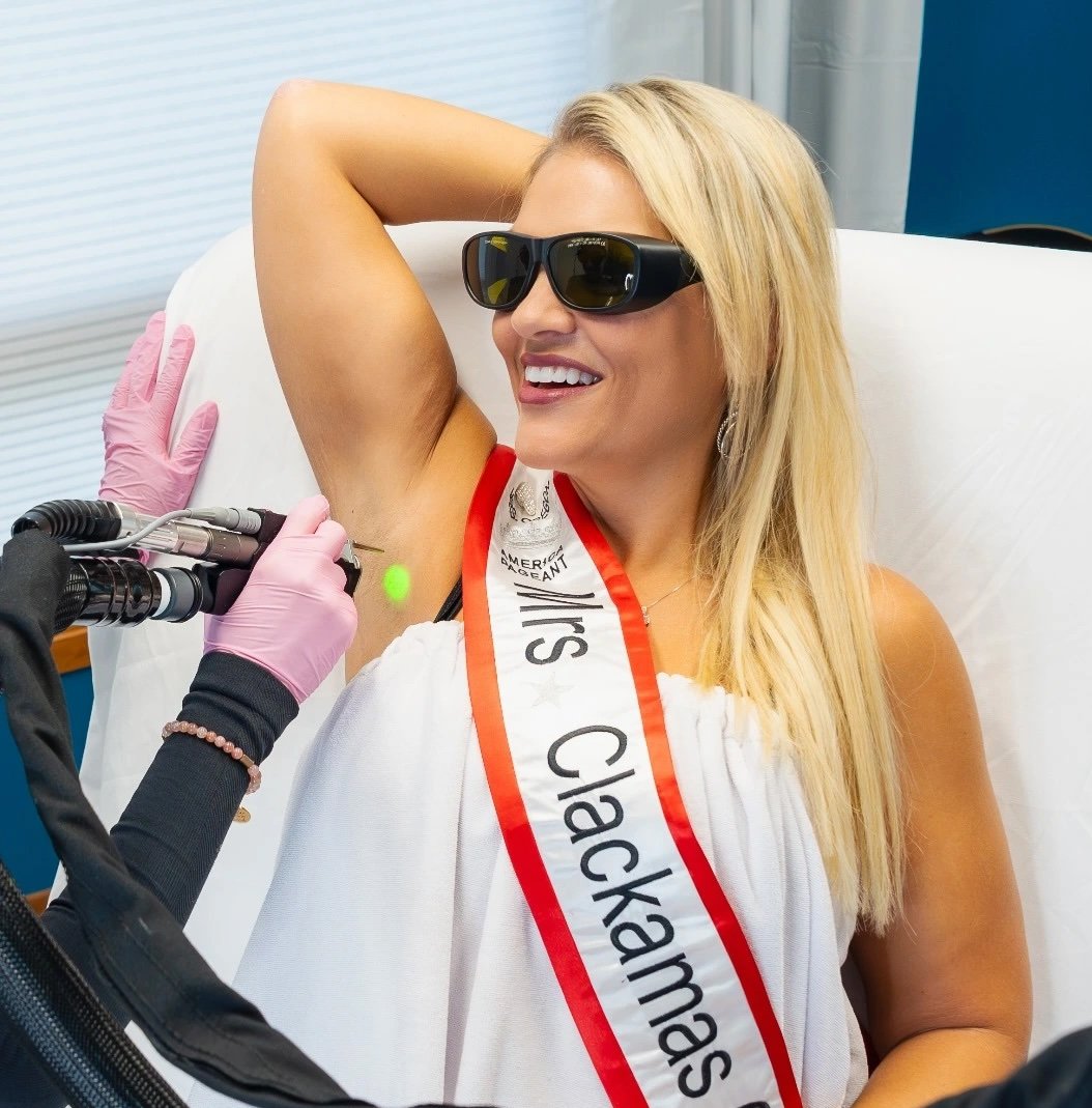 Laser treatment session at Refined Laser